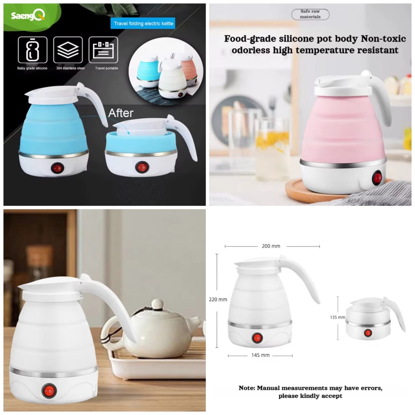 Portable Folding Electric Kettle – Travel-Friendly Silicone Water Boiler