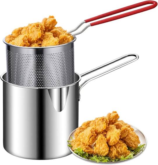 Stainless Steel Deep Frying Pot with Oil Drainer Basket – Perfect for Home Cooking