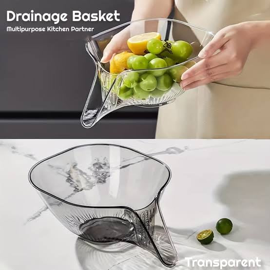 Transparent Grey Multi-Function Drain Basket – Stylish & Practical Kitchen Strainer