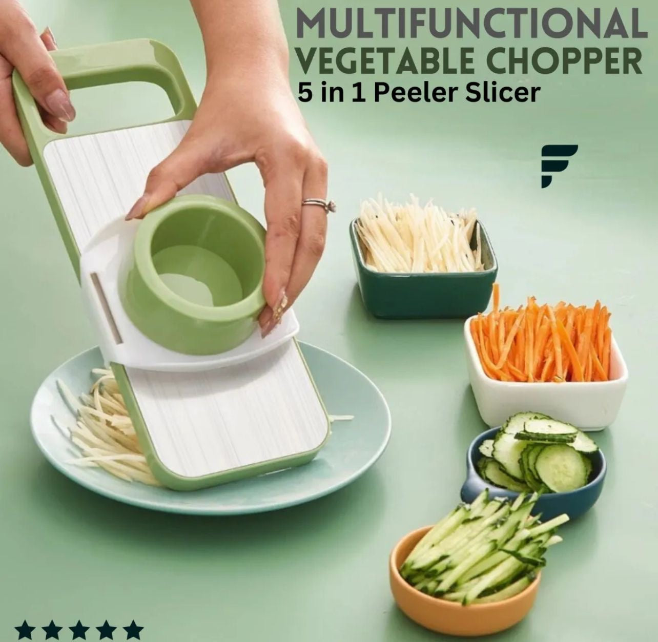 5-in-1 Multifunctional Vegetable Chopper & Peeler – Adjustable Slicer for Effortless Food Prep