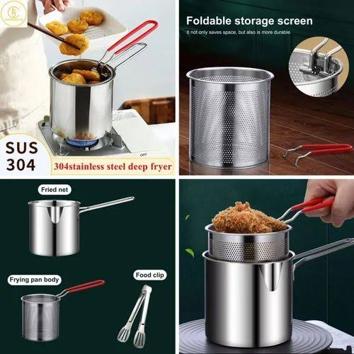 Stainless Steel Deep Frying Pot with Oil Drainer Basket – Perfect for Home Cooking