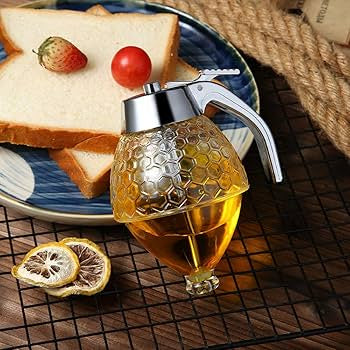 Honey Dispenser Jar with Trigger Release – No-Drip Glass Syrup Container