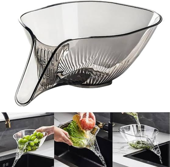 Transparent Grey Multi-Function Drain Basket – Stylish & Practical Kitchen Strainer