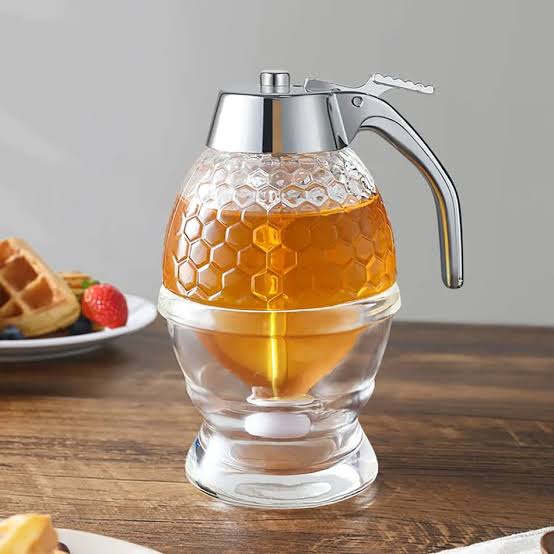 Honey Dispenser Jar with Trigger Release – No-Drip Glass Syrup Container