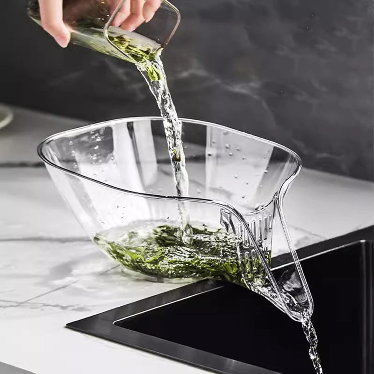 Transparent Grey Multi-Function Drain Basket – Stylish & Practical Kitchen Strainer