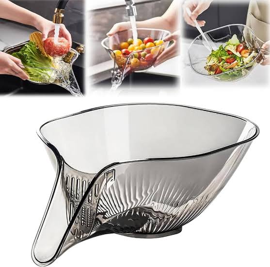 Transparent Grey Multi-Function Drain Basket – Stylish & Practical Kitchen Strainer