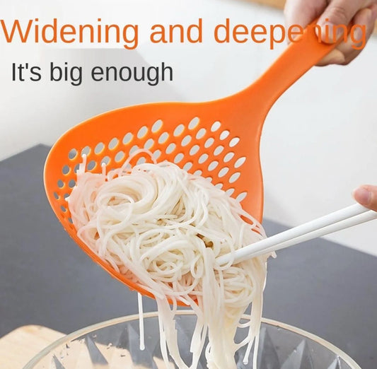 Japanese-Style Noodles Colander & Cooking Utensil – Long Handle Strainer Spoon for Easy Draining