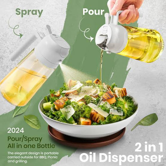 2-in-1 Oil Dispenser & Sprayer – Precision Control for Cooking & Dressing
