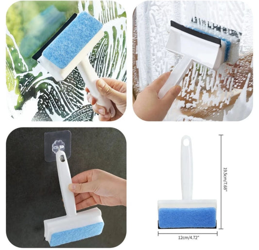 2-in-1 Window Glass Cleaner with Sponge & Squeegee – Streak-Free Cleaning Tool