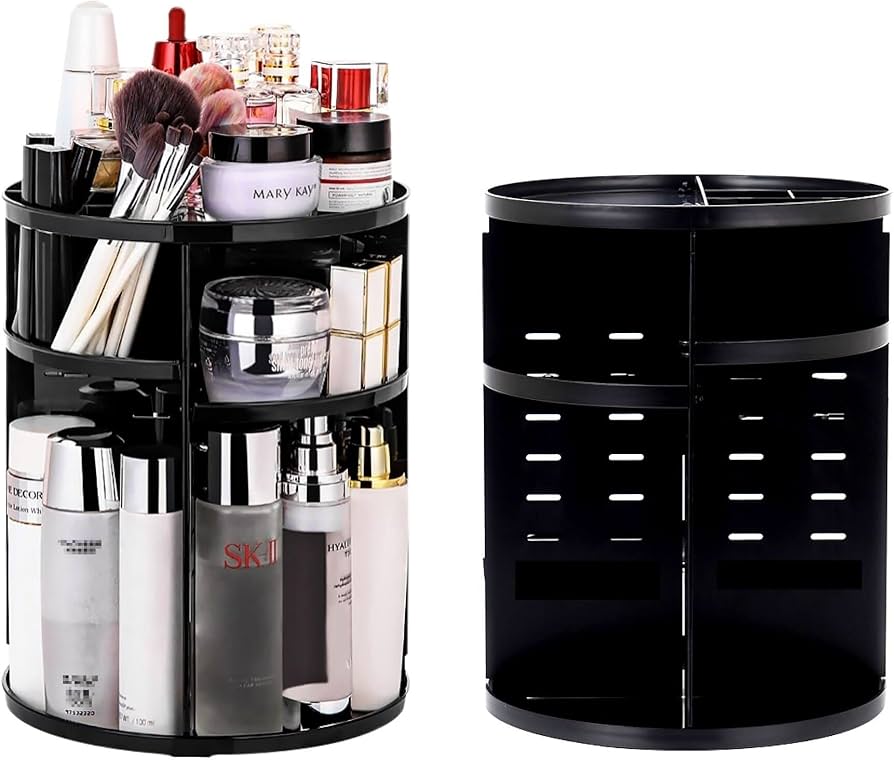 360° Rotating Makeup Organizer – Adjustable Cosmetic Storage for Vanity & Countertops