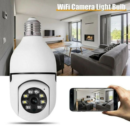 WiFi Smart Bulb Security Camera – 360° Panoramic Surveillance with Night Vision