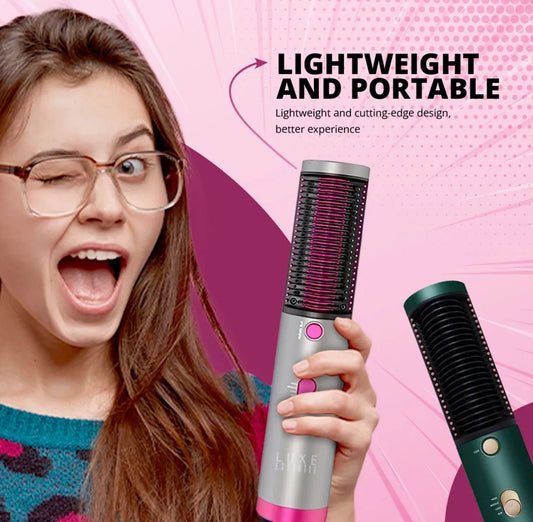 3-in-1 Electric Hair Straightening Brush – Hot Air Straightener & Comb for Girls