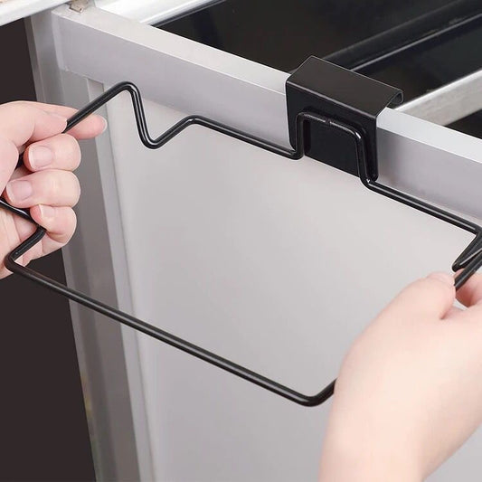 Over-the-Cabinet Door Hanging Trash Bag Holder – Stainless Steel Garbage Bag Rack