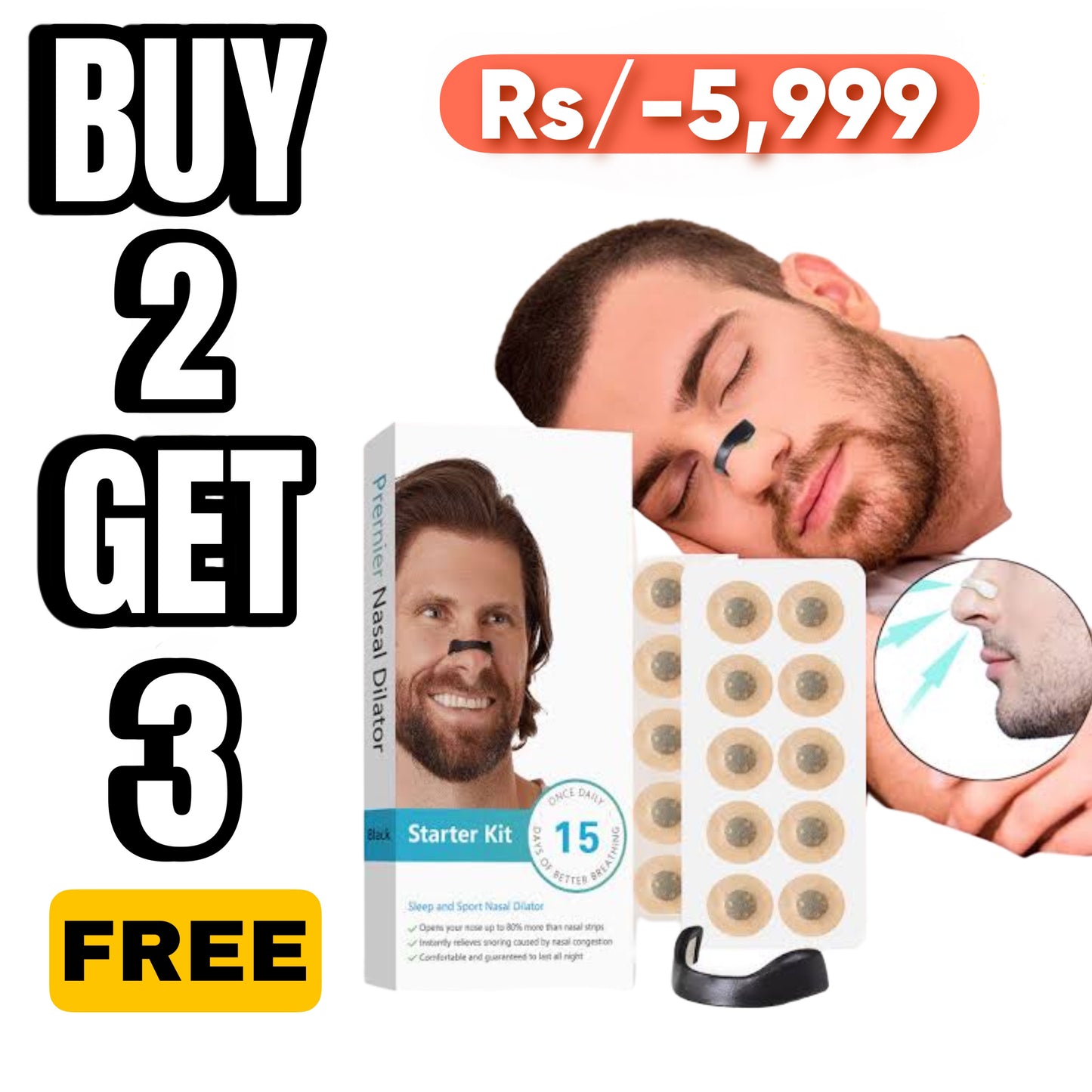 Anti-Snoring Nasal Dilator Strips – Breathable & Comfortable Nasal Expander