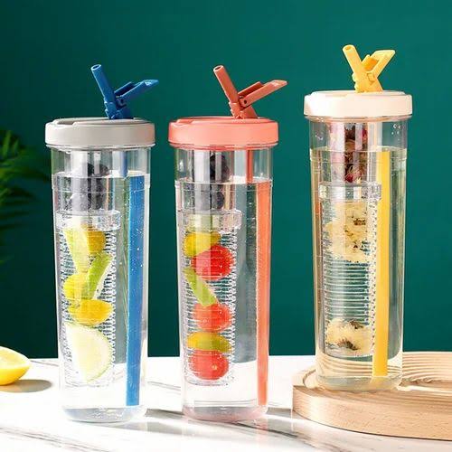 800ml Fruit Infuser Detox Water Bottle – Leakproof & BPA-Free with Straw